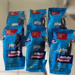 Lot 6 packs (total 30 ct) - Gillette Sensor 2 Men's Razors - 5 ct in a pack